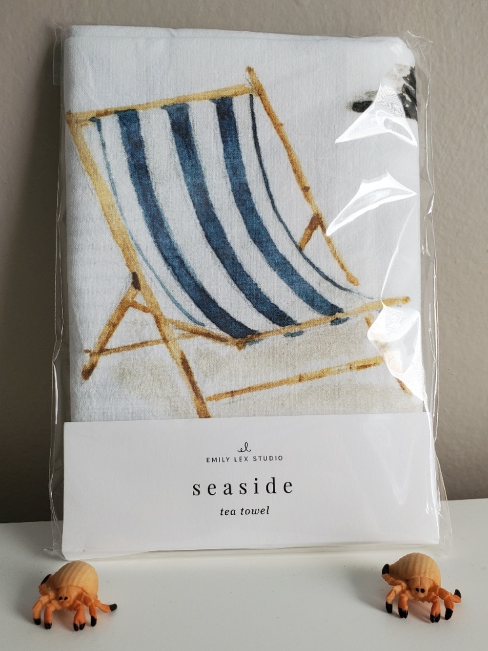 Seaside beach symbol nautical tea towel by Emily Lex, NWT